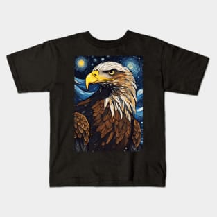 Portrait of Eagle Animal Painting in a Van Gogh Starry Night Art Style Kids T-Shirt